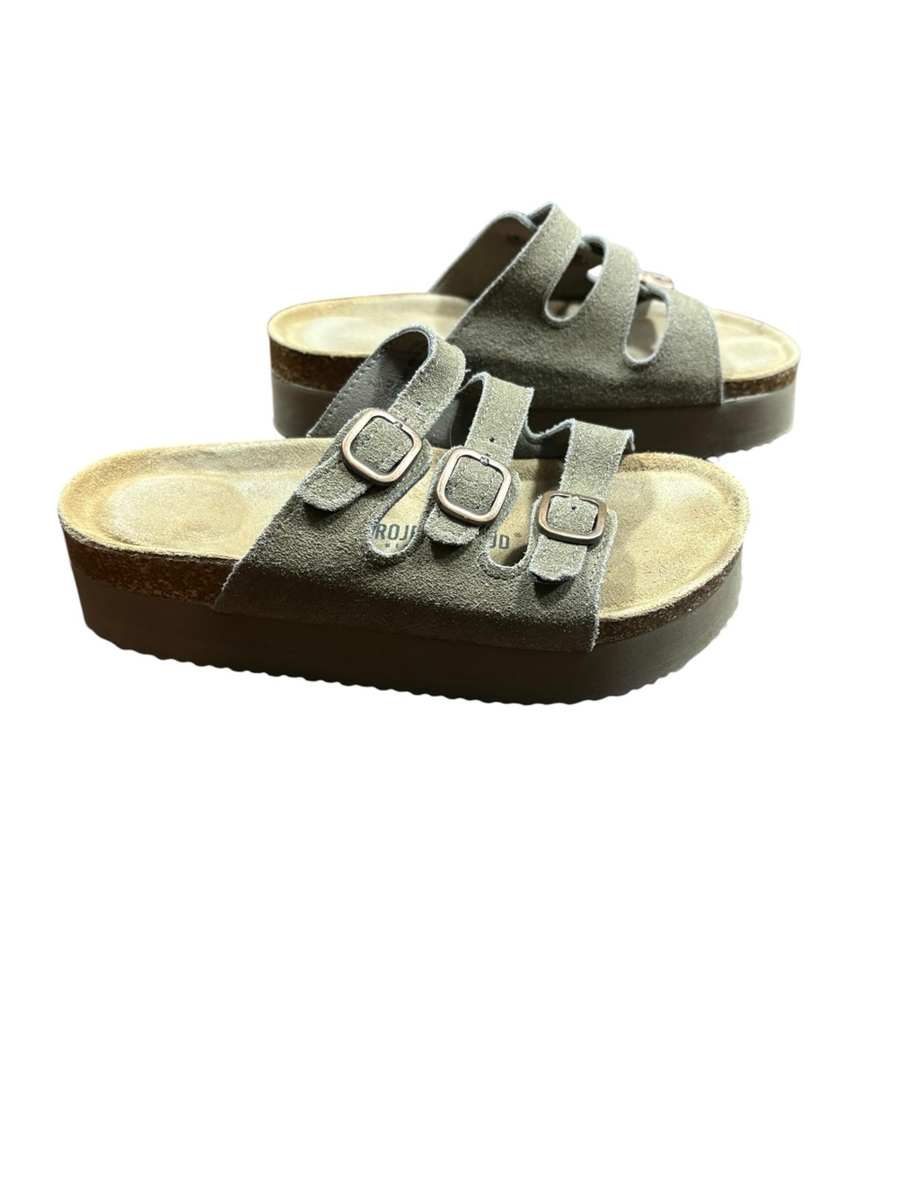 Project Cloud Genuine Leather Suede Platform Sandal Womens Size 7 Tan Beige